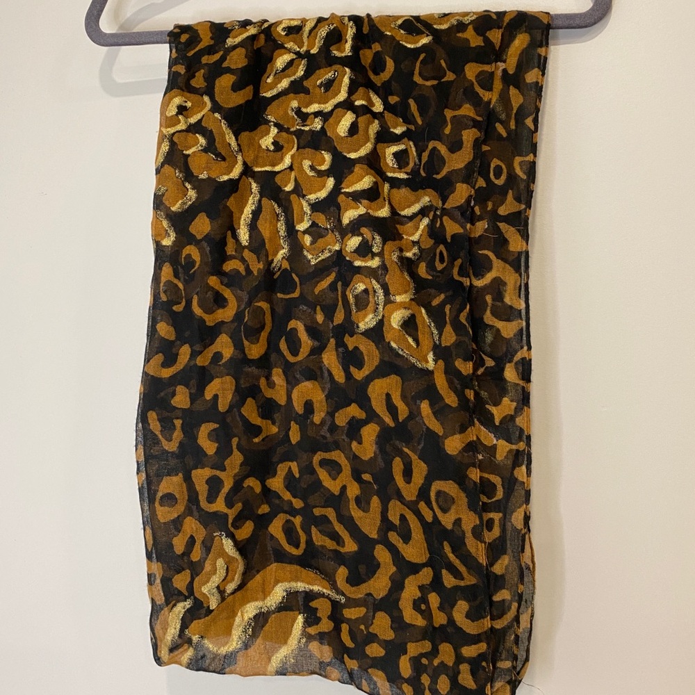 •2/$15• Thin Leopard Print Tube Scarf in Black, Brown, & Gold